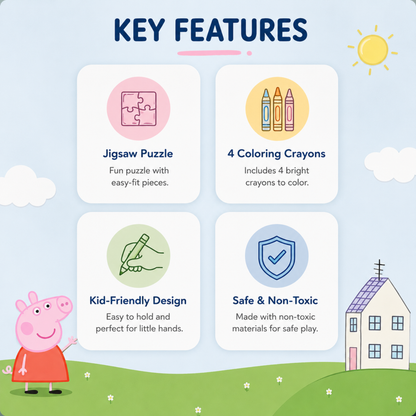 PEPPA PIG Colour & Puzzle Jigsaw Set for Kids