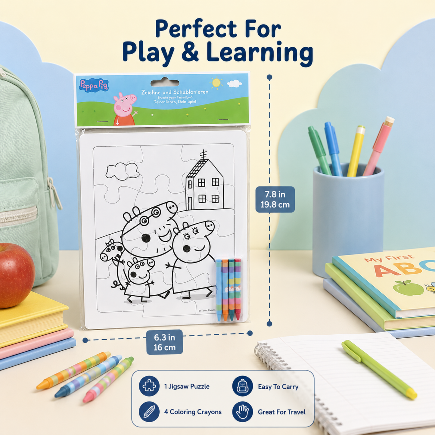 PEPPA PIG Colour & Puzzle Jigsaw Set for Kids