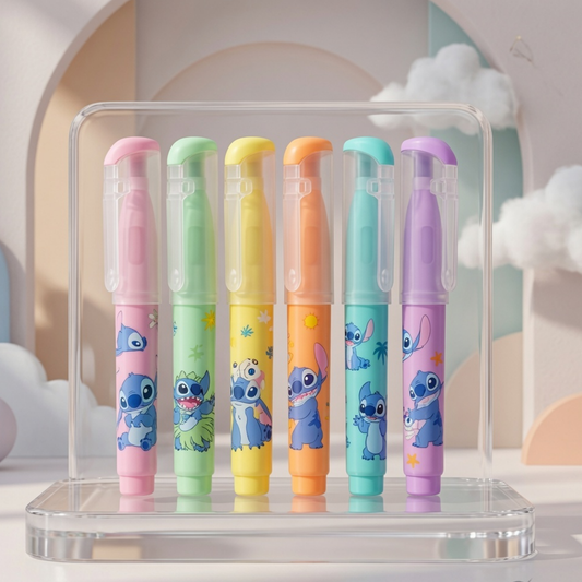 Disney Stitch Pastel Highlighter Set of 6 Soft Colours