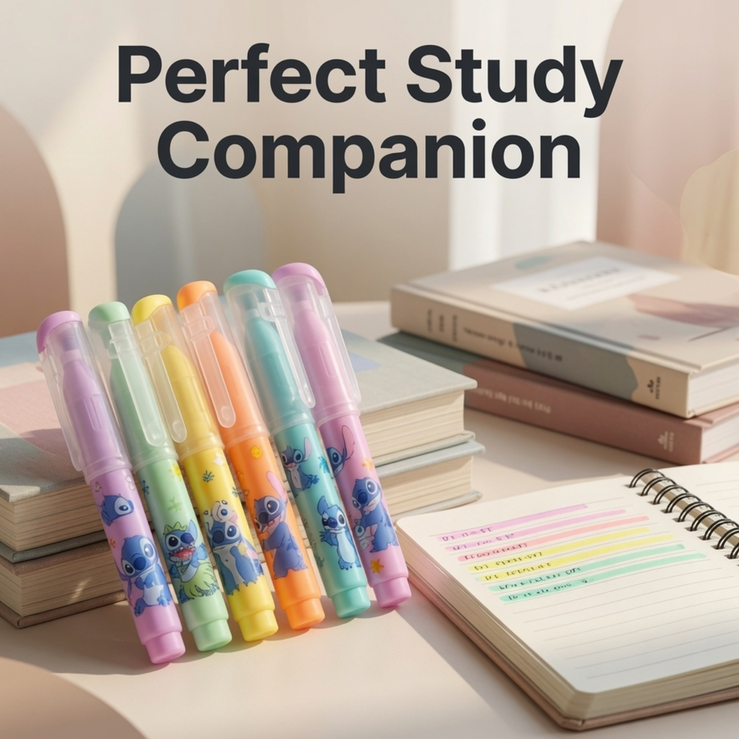 Disney Stitch Pastel Highlighter Set of 6 Soft Colours