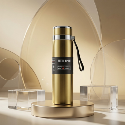 Premium Stainless Steel Vacuum Insulated Water Bottle with Carry Strap – Leakproof Travel Flask