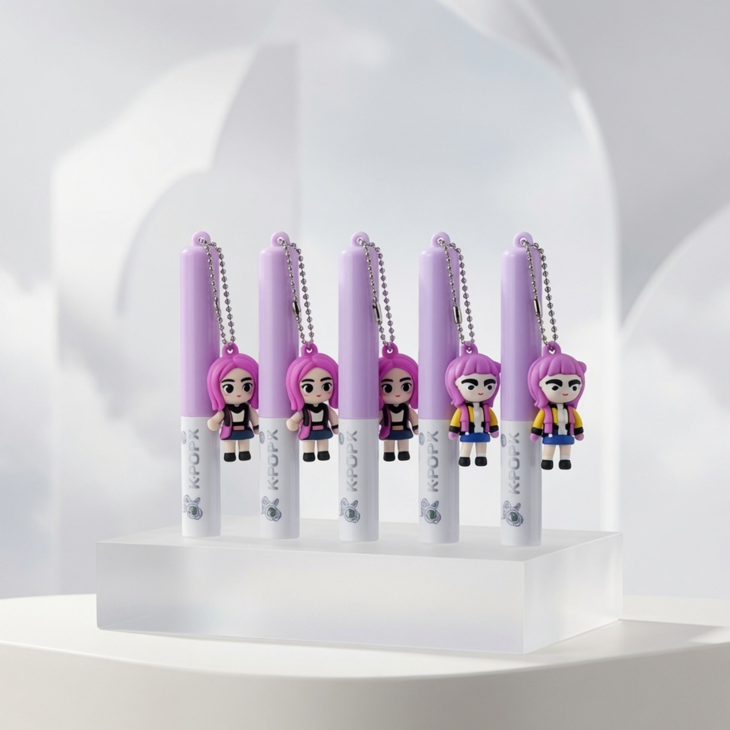 K-Pop Demon Hunters Pastel Highlighter with Character Keychain