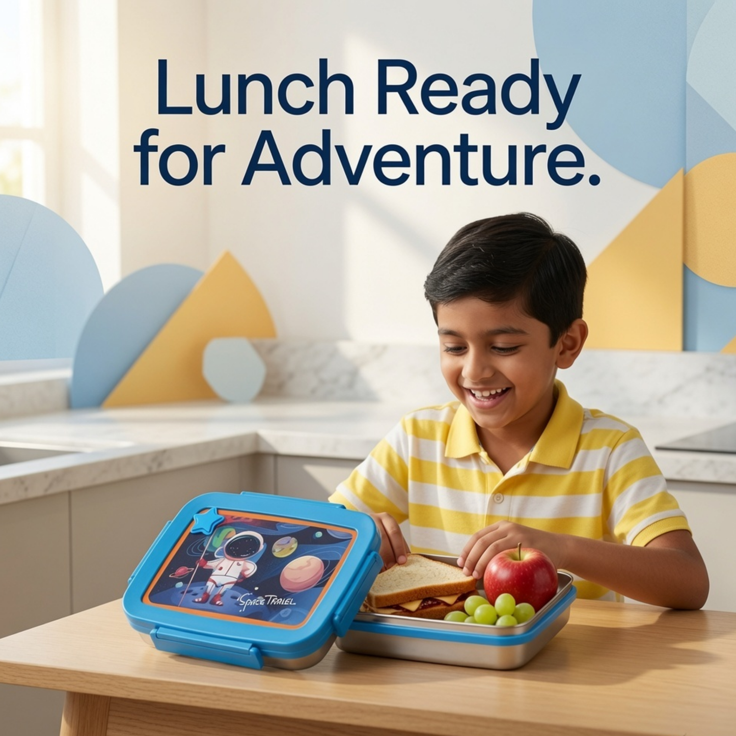 Space Traveller Stainless Steel Lunch Box for Kids | Leak-Proof School Tiffin Box