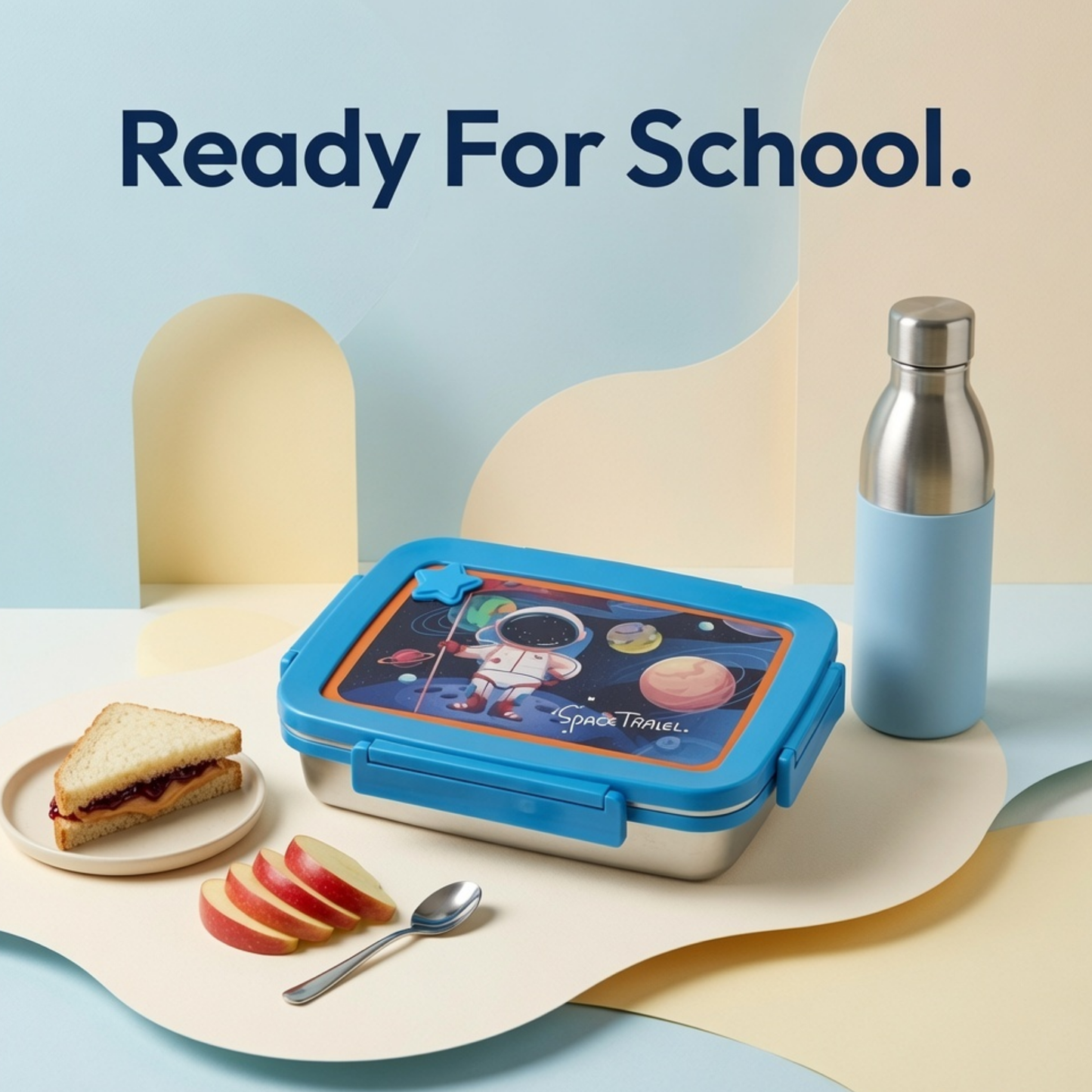 Space Traveller Stainless Steel Lunch Box for Kids | Leak-Proof School Tiffin Box