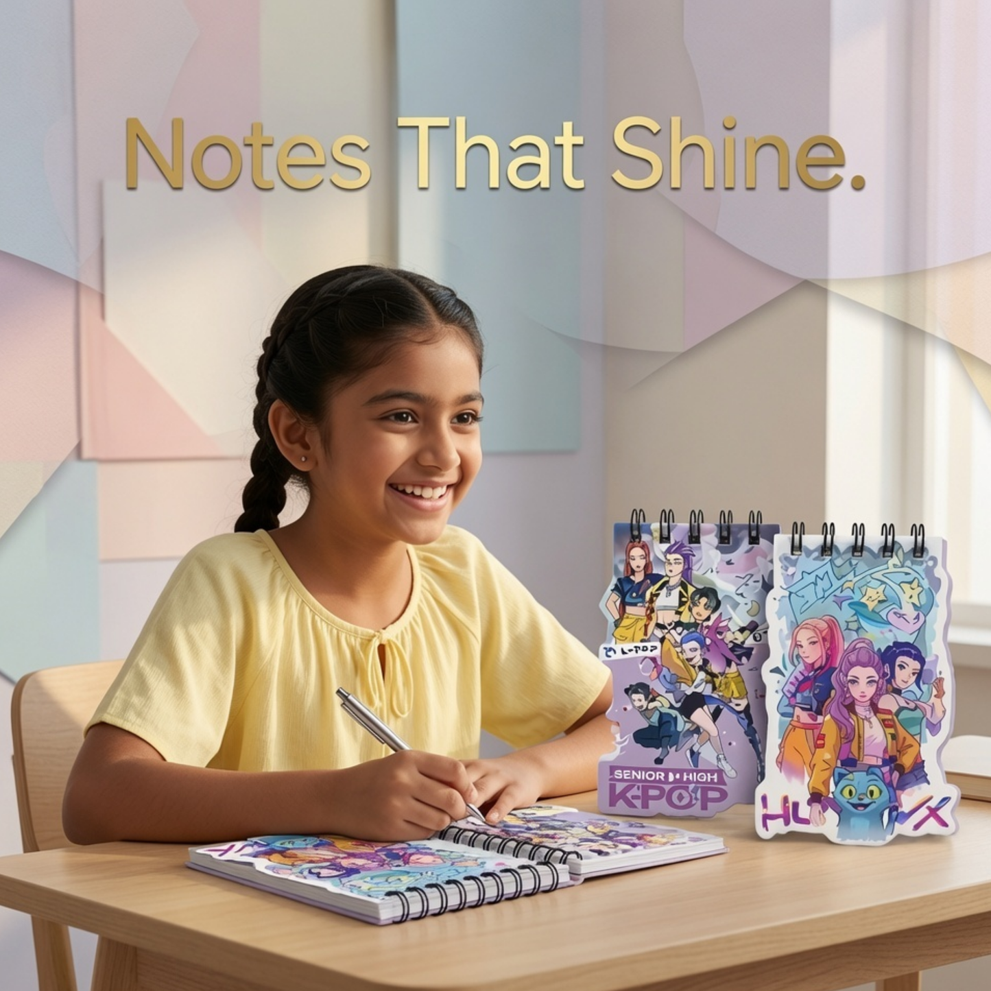 K-Pop HuntrX A6 Spiral Die-Cut Diary | Mini Notebook for Kids & Teens