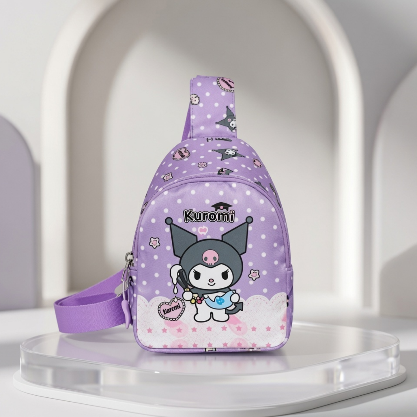 3D hardshell Kuromi Chest /cross body Sling Bag - small