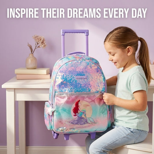 18" Mermaid Trolley School Bag with LED Light Wheels