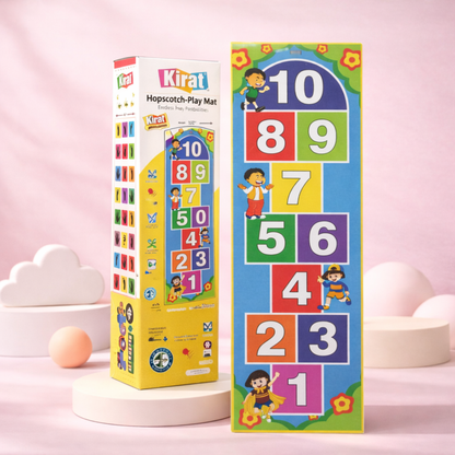 Kids hopscotch play mat indoor activity game for children colorful numbered learning floor mat for home play.