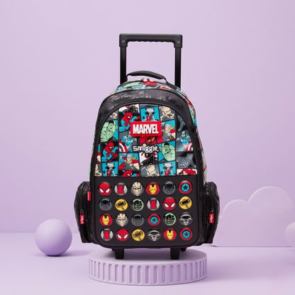 Marvel kids trolley school bag with wheels, superhero design backpack with telescopic handle for boys