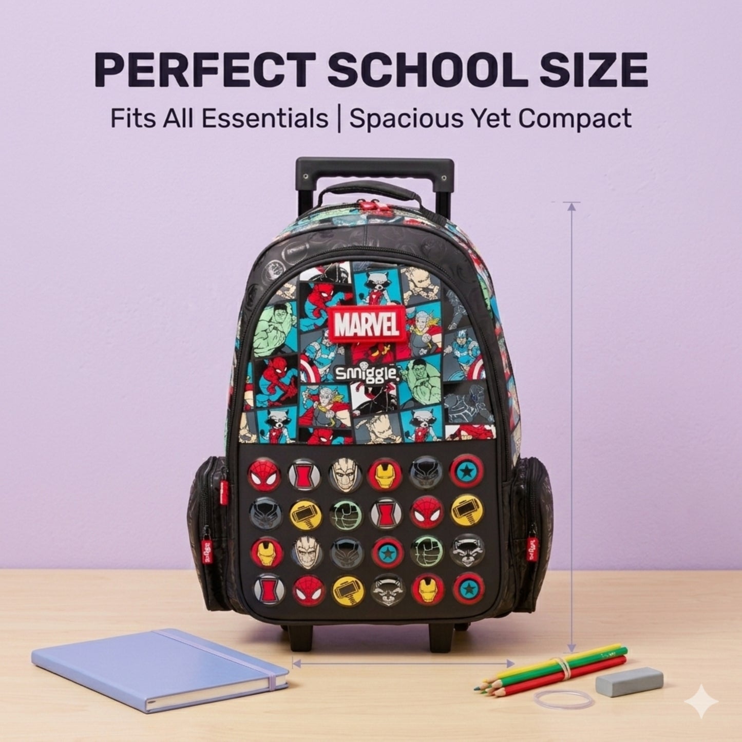 18" Smiggles Marvel Trolley School Bag