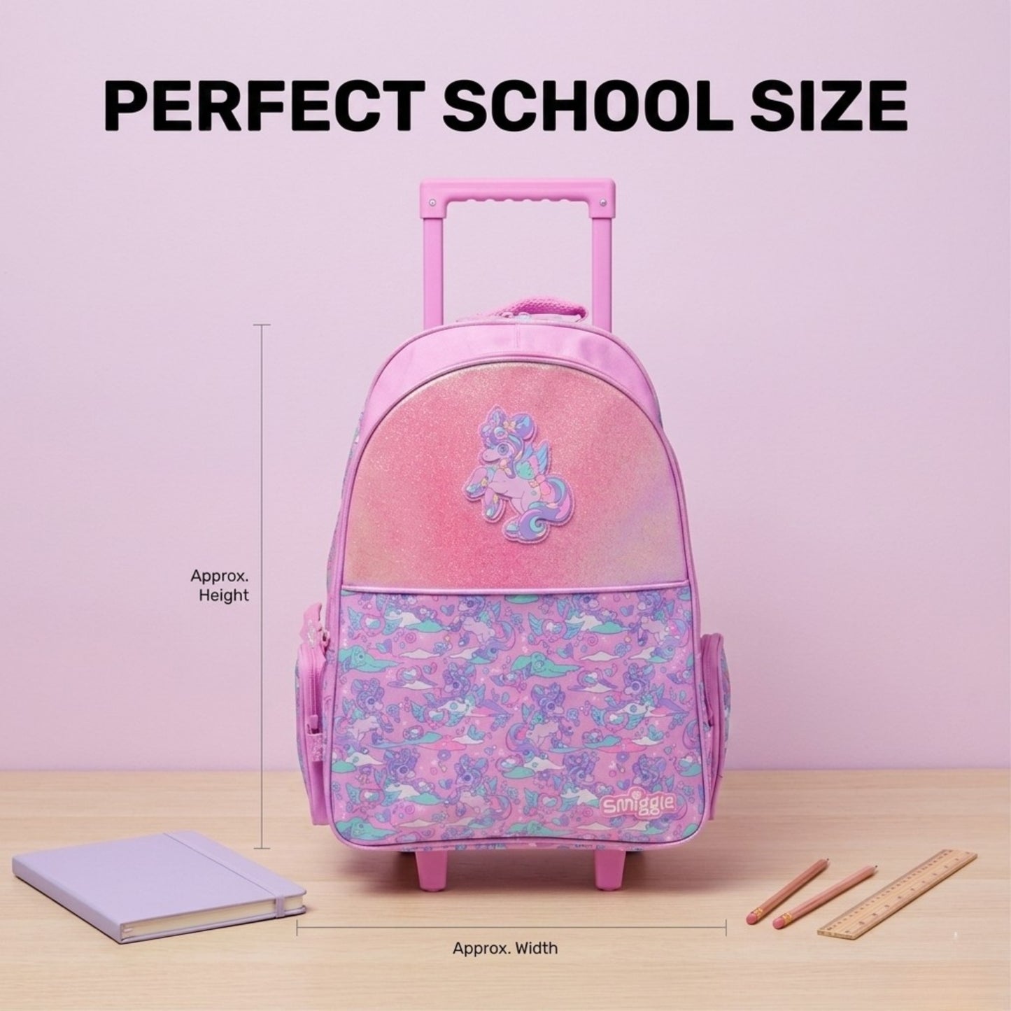 17" Smiggles Unicorn Trolley Backpack with LED Wheels