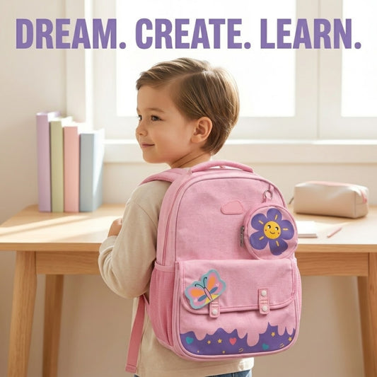 Kids School Backpack with Mini Coin Pouch - rose