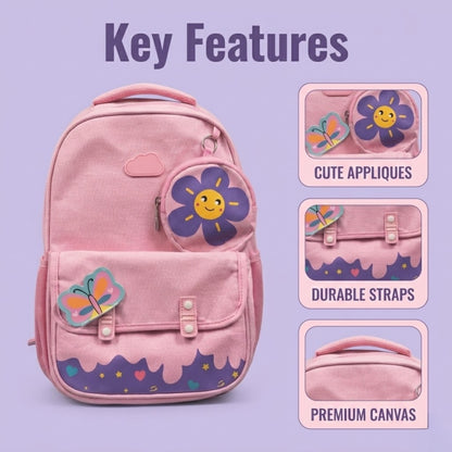 Kids School Backpack with Mini Coin Pouch - rose