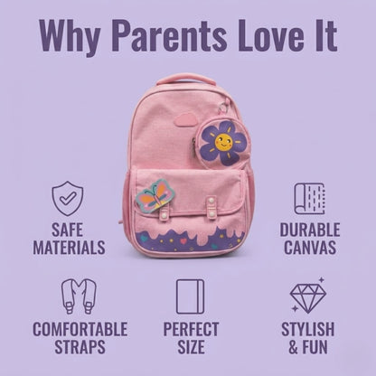 Kids School Backpack with Mini Coin Pouch - rose