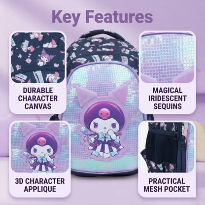 18" Kuromi Holographic lightweight School Backpack