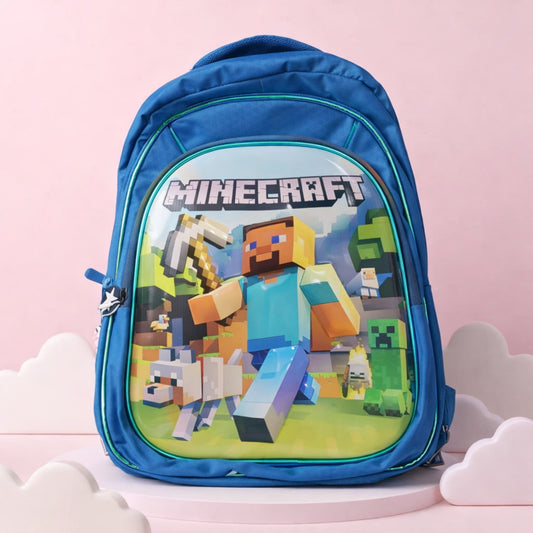 Minecraft themed kids school backpack with cartoon gaming design, spacious lightweight school bag for boys and girls