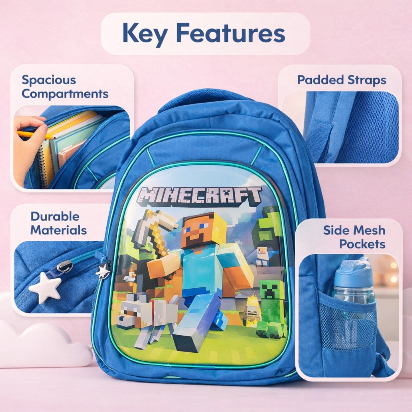 19" Minecraft School Backpack