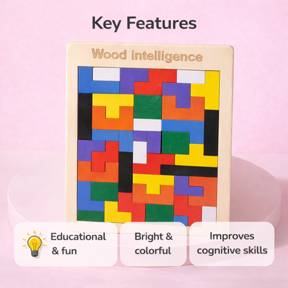 Wood Intelligence Wooden Puzzle Board – Brain Teaser Educational Puzzle for Kids
