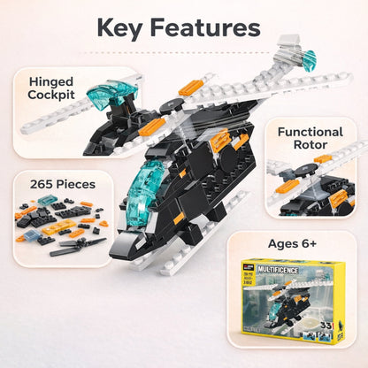 Multificence Bricks Helicopter building blocks  - STEM ToY Model 33