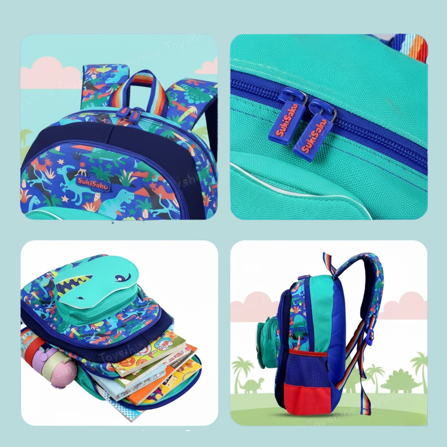 Dinosaur School Bag - Smiggle Backpack with 3 Zips
