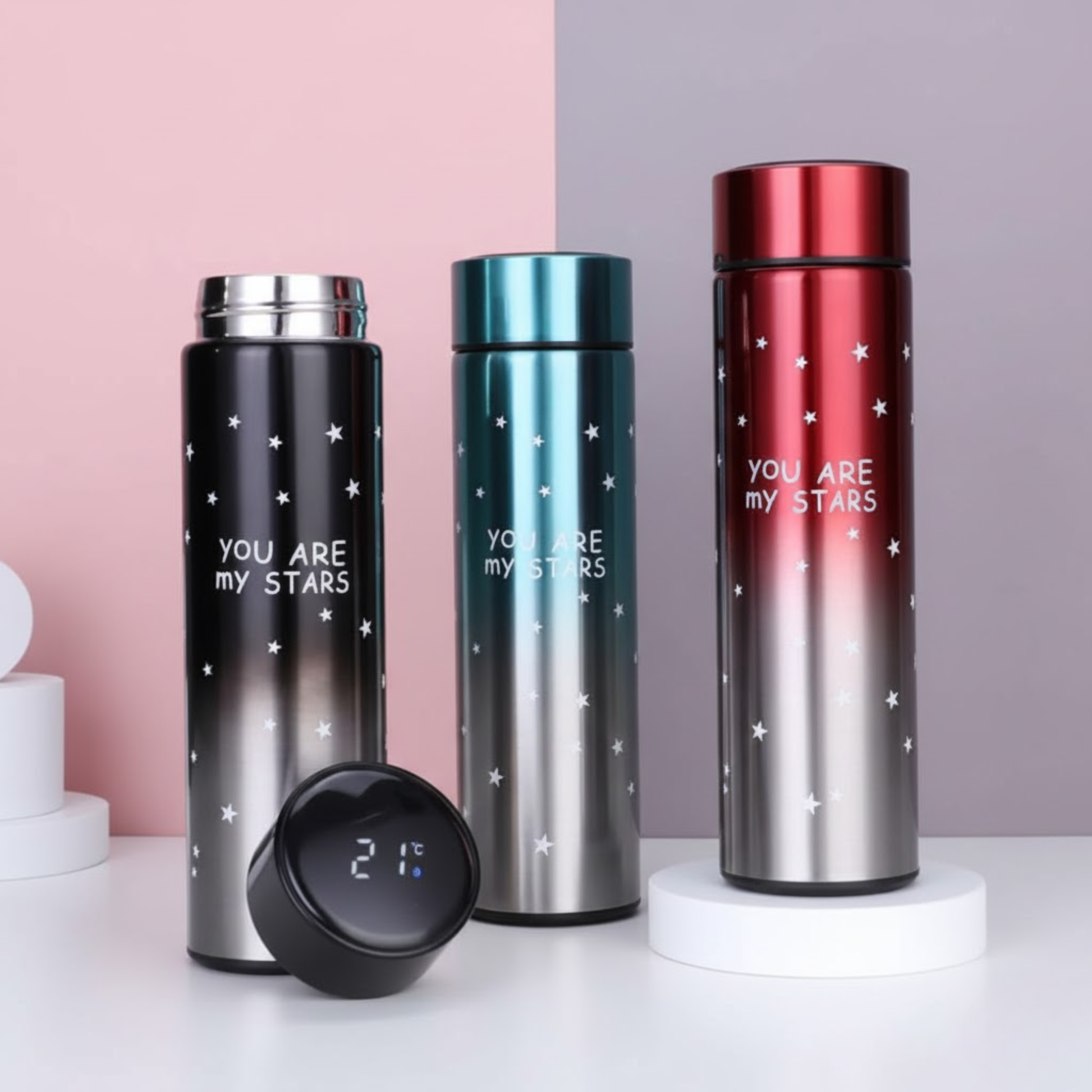 stainless steel insulated bottle with "You Are My Stars" design – kids and adults stylish water bottle