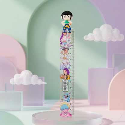 K-Pop Huntrix Character Ruler with 3D Silicone Figure Topper | 15cm Scale for Kids & Teens