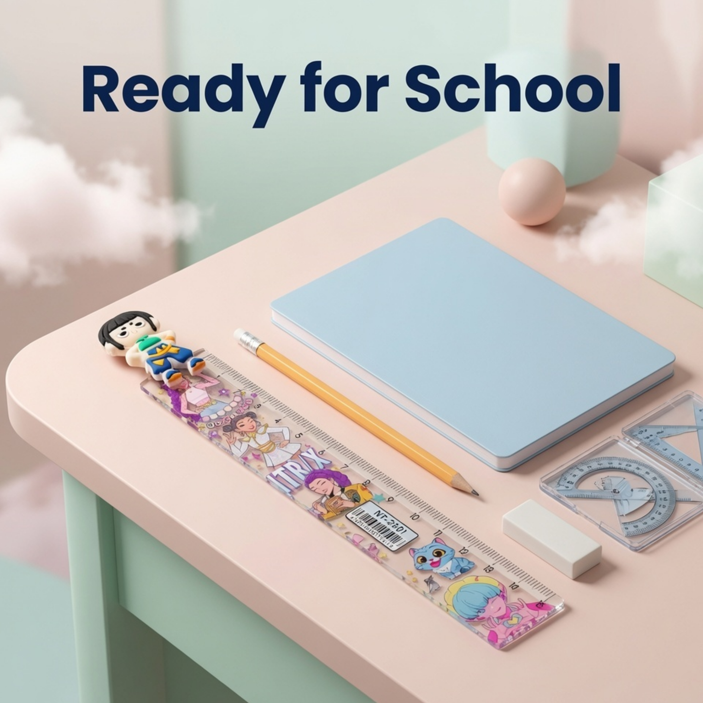 K-Pop Huntrix Character Ruler with 3D Silicone Figure Topper | 15cm Scale for Kids & Teens