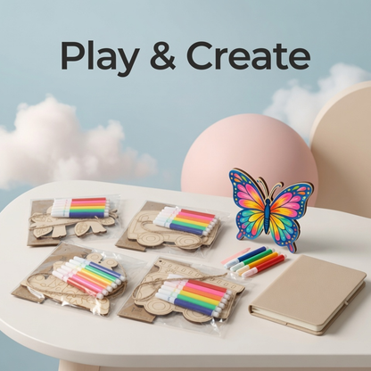 DIY Wooden Colour & Craft Kit for Kids | Color, Create & Play Art Set