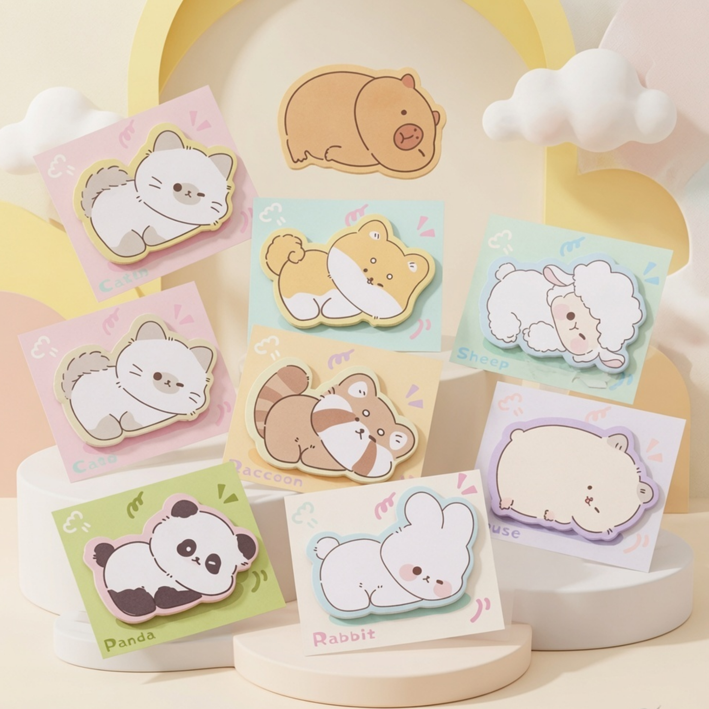 Kawaii Animal Die-Cut Sticky Notes | 9 Designs