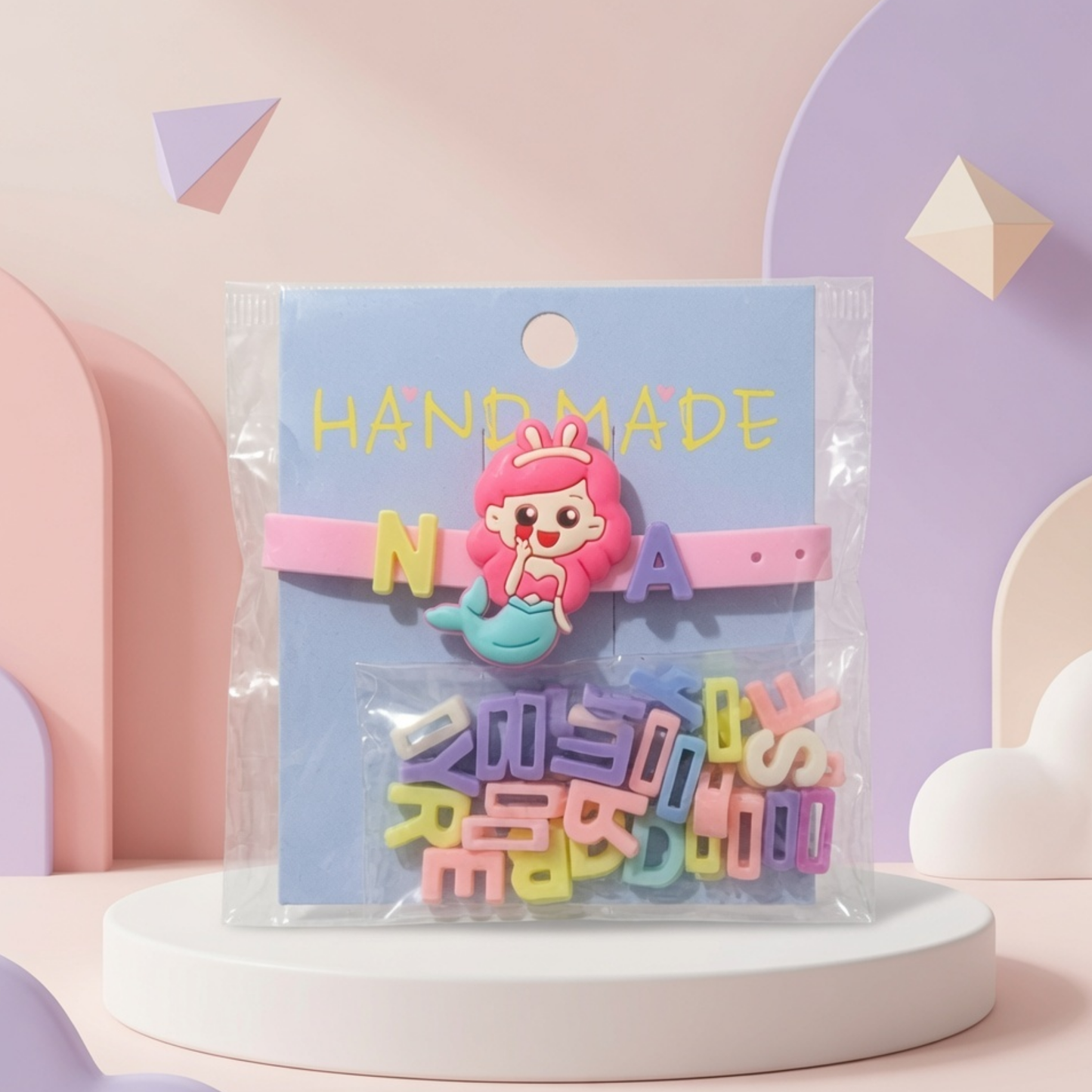 Handmade Mermaid DIY Name Bracelet Kit for Kids | Personalised Charm Bracelet Set