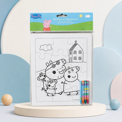 PEPPA PIG Colour & Puzzle Jigsaw Set for Kids