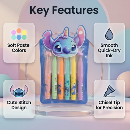 Disney Stitch Pastel Highlighter Set of 6 Soft Colours