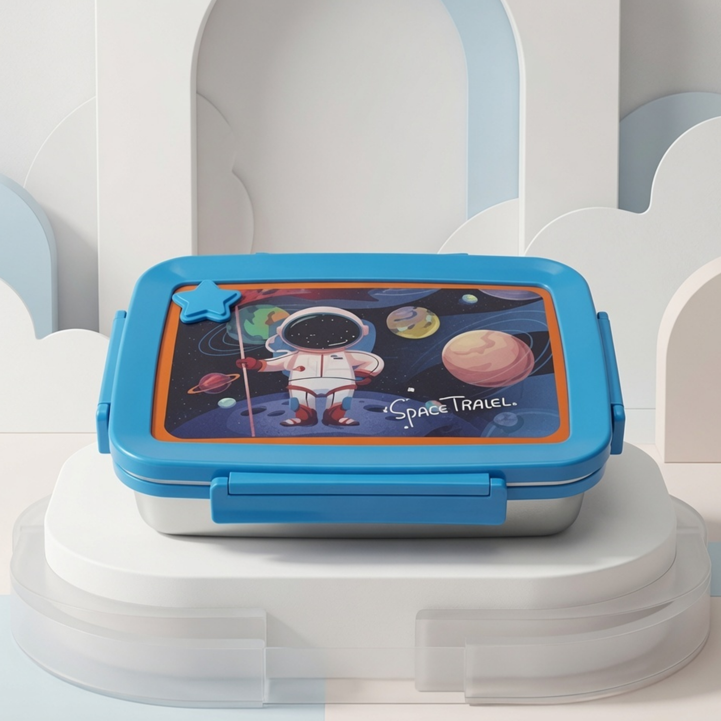 Space Traveller Stainless Steel Lunch Box for Kids | Leak-Proof School Tiffin Box