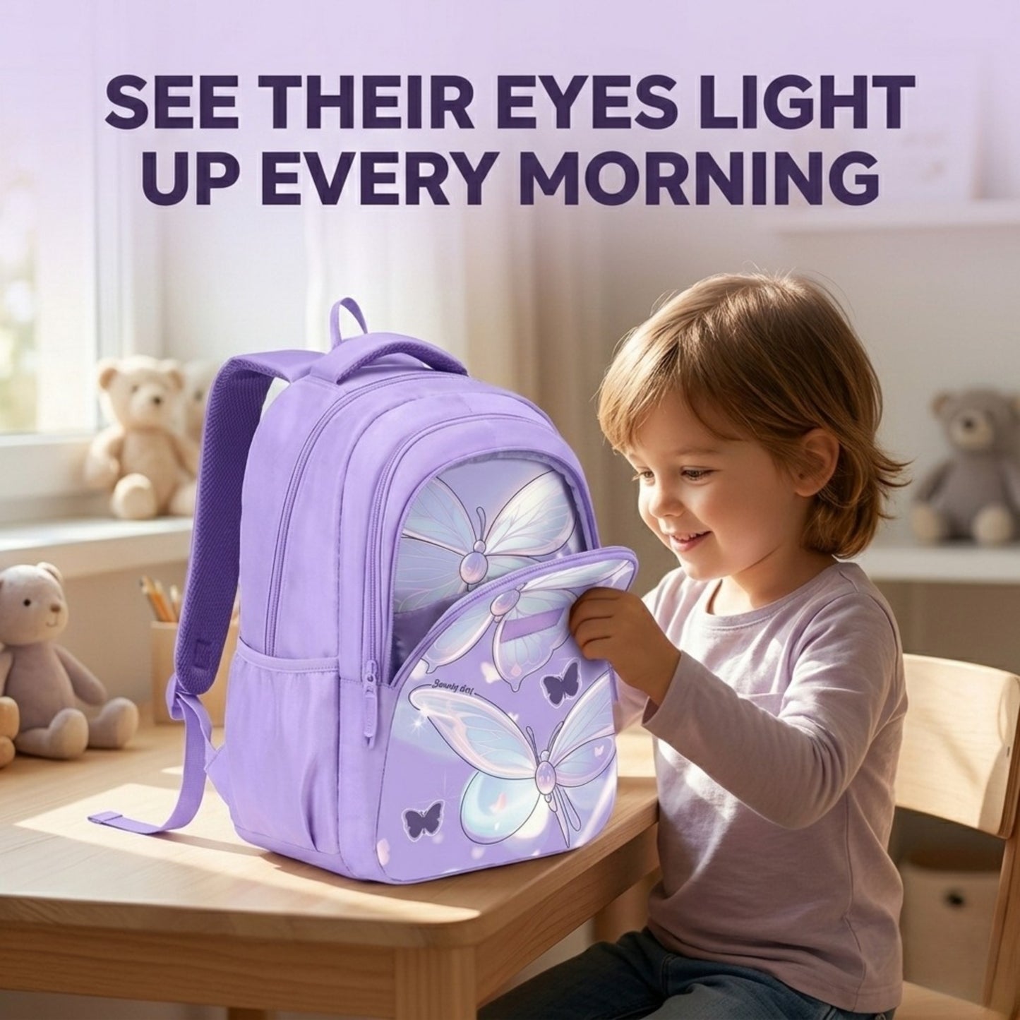 18" Stylish and light weight Butterfly School Backpack