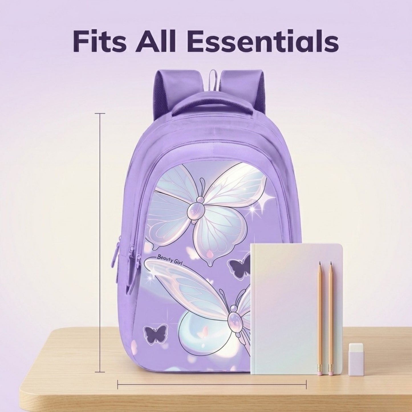 18" Stylish and light weight Butterfly School Backpack