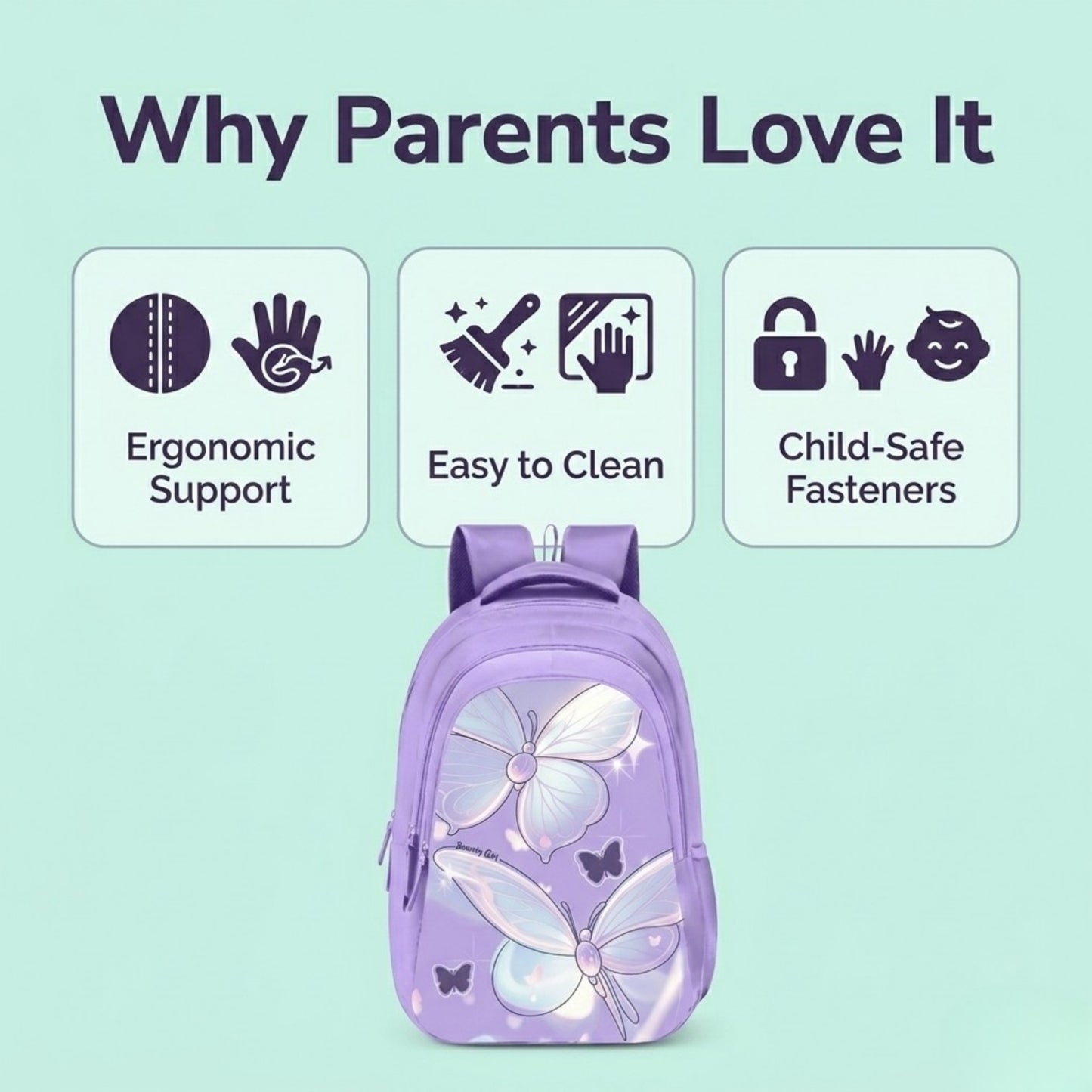 18" Stylish and light weight Butterfly School Backpack