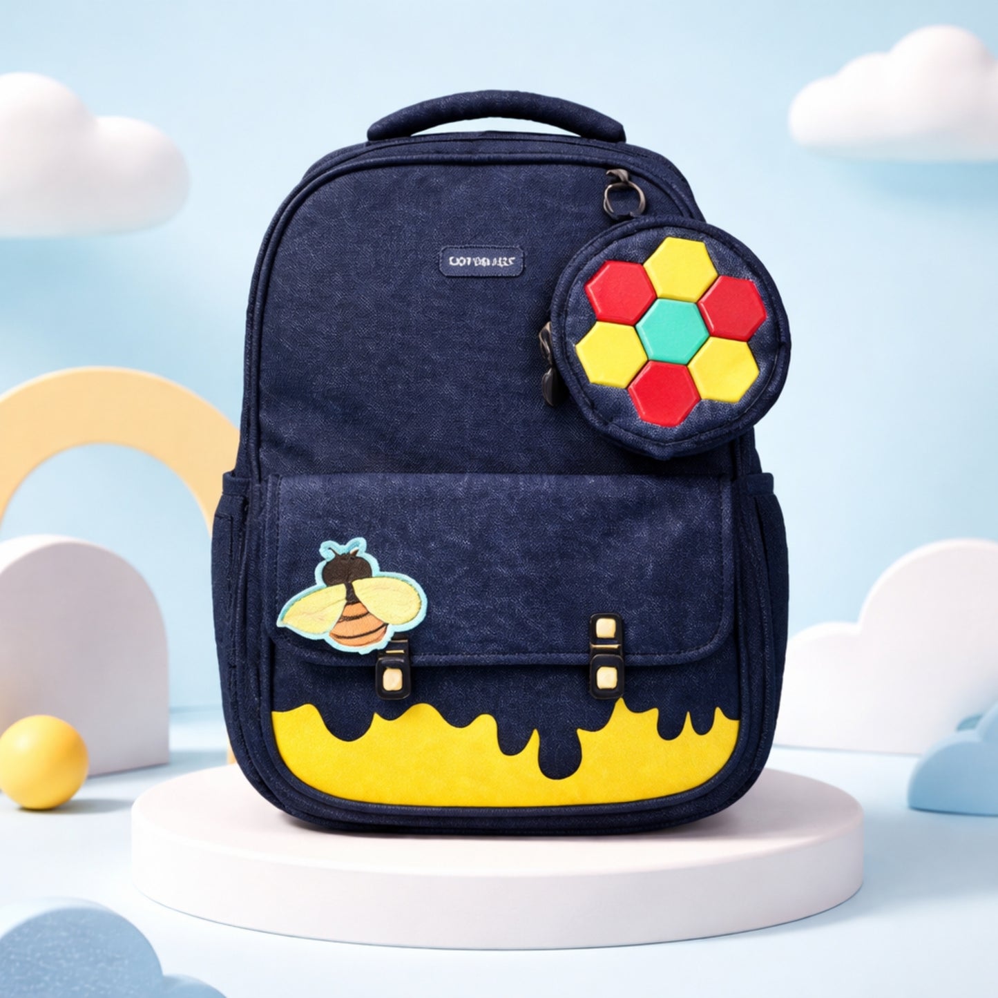 Kids School Backpack with Mini Coin Pouch  - Navy blue