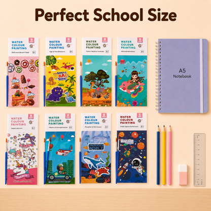 Water color painting books with brush
