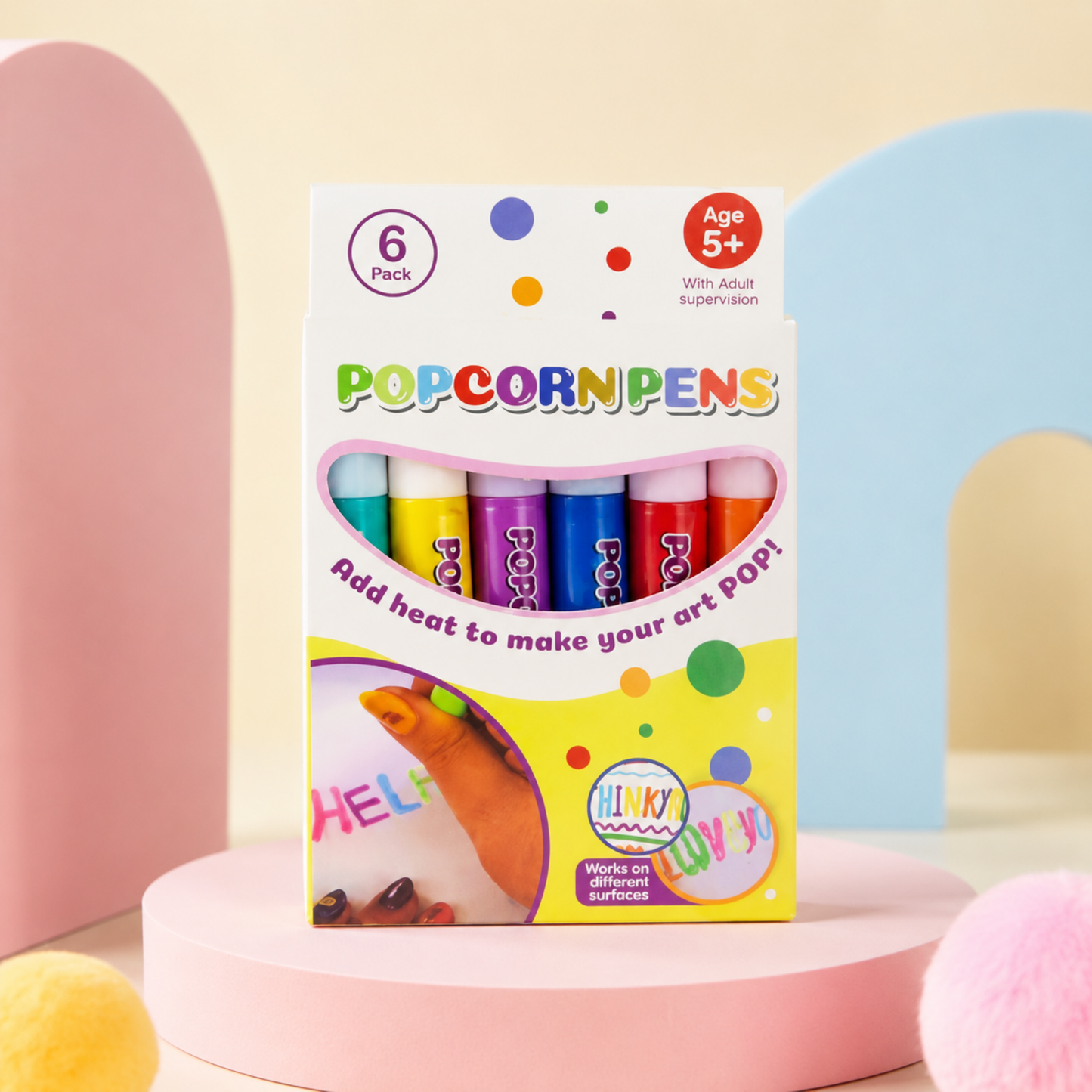 Popcorn Pens 6 Pack Puffy Paint Pen Set