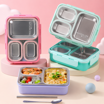 3 partition Stainless Steel Lunch box