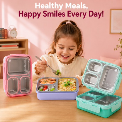 3 partition Stainless Steel Lunch box