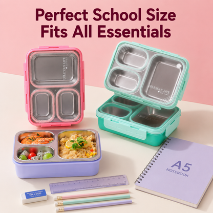 3 partition Stainless Steel Lunch box