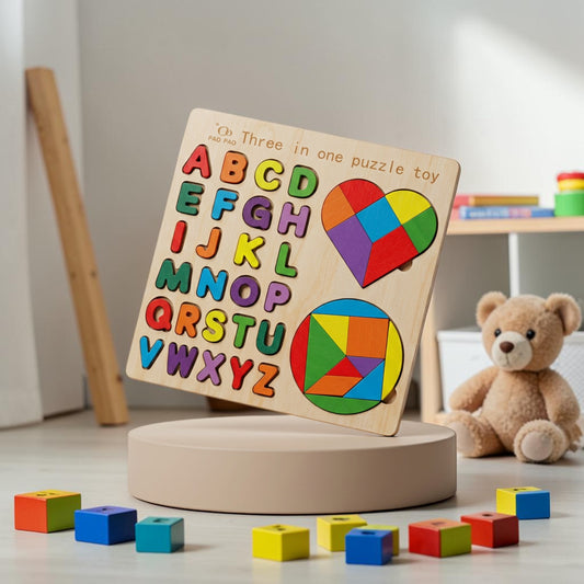 3 in 1 puzzles + alphabets wooden Board