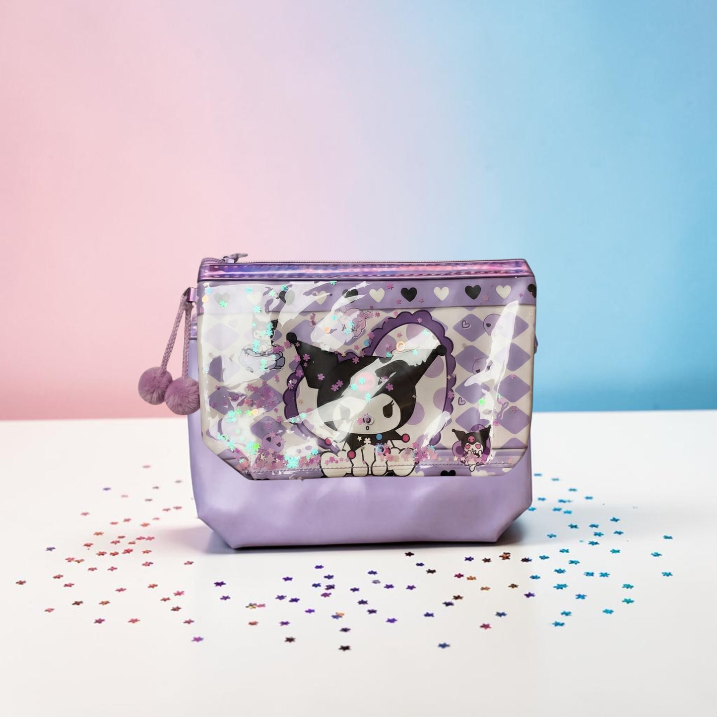 Glitter Kuromi Multipurpose Pouch for Girls