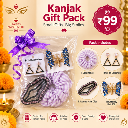 Kanjak Gift Pack - Navratri Hair Accessories Set for Kids