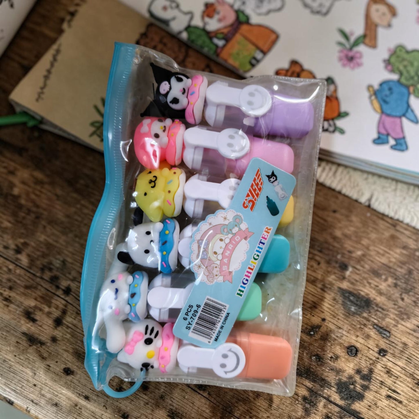 Set of 6 mini–Pastel color Marker pens in Zip Pouch