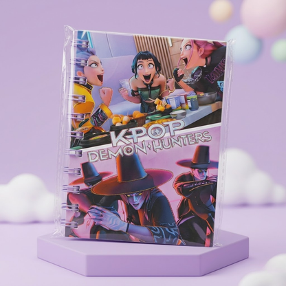 Huntrix A6 spiral mini diary with K-pop Demon Hunters design, compact notebook for kids and teens.”