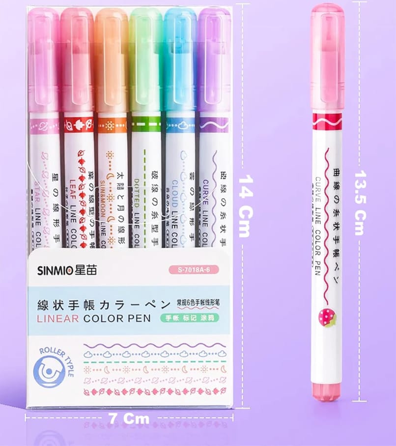 Pastel linear color pen set with multiple gradient shades 
