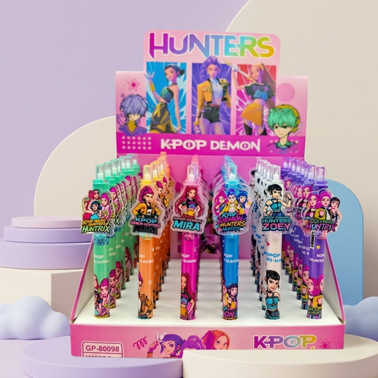 Cute cartoon topper gel pens set for kids, kawaii character pens pack of 36, useful birthday return gift stationery for children