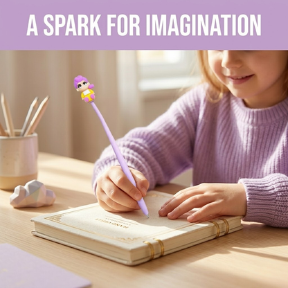 Cute cartoon topper gel pens for kids, kawaii character flexible pens pack of 48, birthday return gift stationery set for children